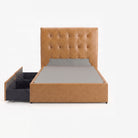 Tokyo super single right drawer storage bed frame in chester tan leather
