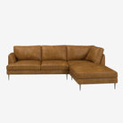 Angus L-Shaped Leather Sofa Raw Caramel Right