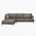 Angus L-Shaped Leather Sofa Satine Taupe Left