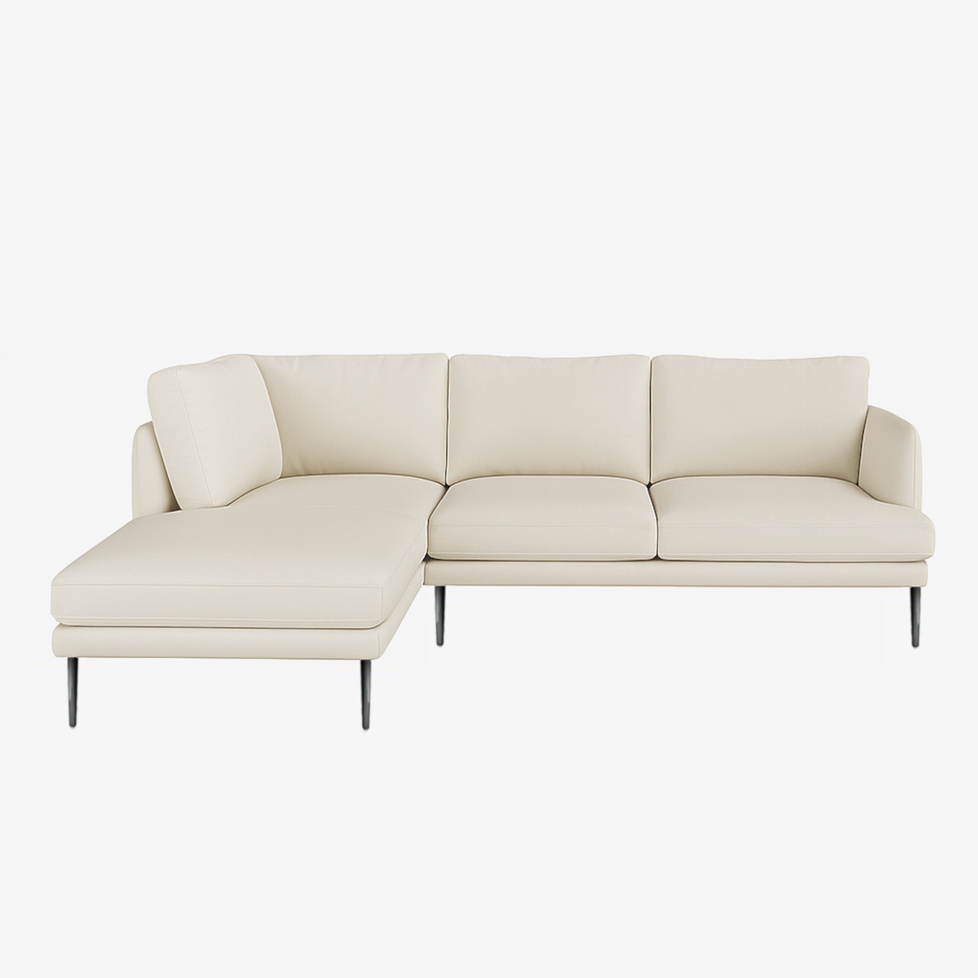 Angus L-Shaped Leather Sofa Brianne Light Taupe Left