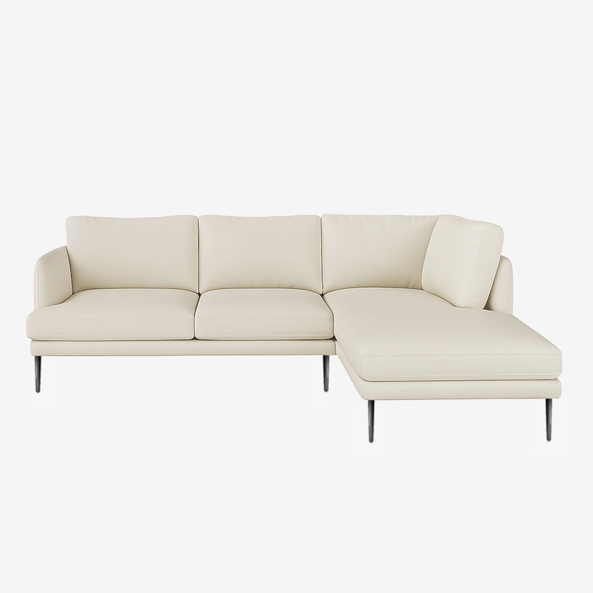 Angus L-Shaped Leather Sofa Brianne Light Taupe Right