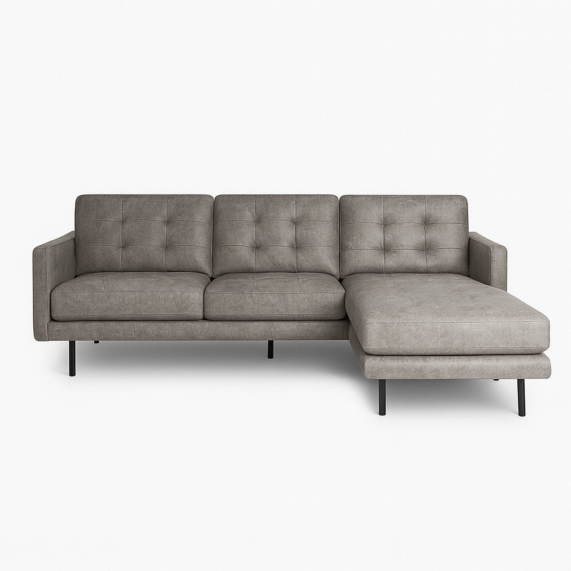 Arya Reversible L-Shaped Leather Sofa Right - Chester Haze