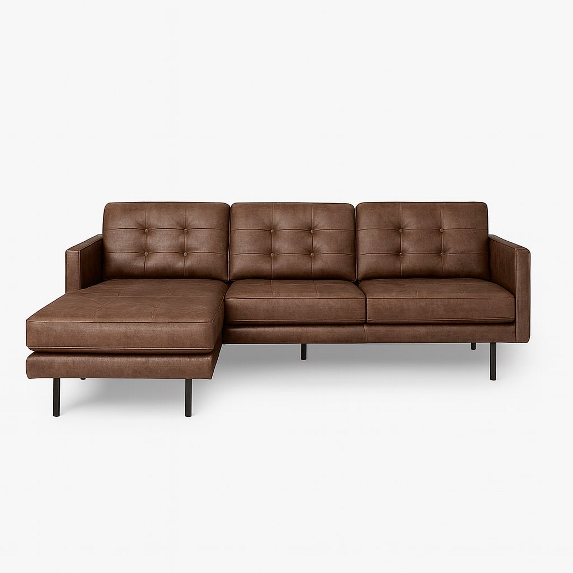 Arya Reversible L-Shaped Leather Sofa Left - Natural Brown