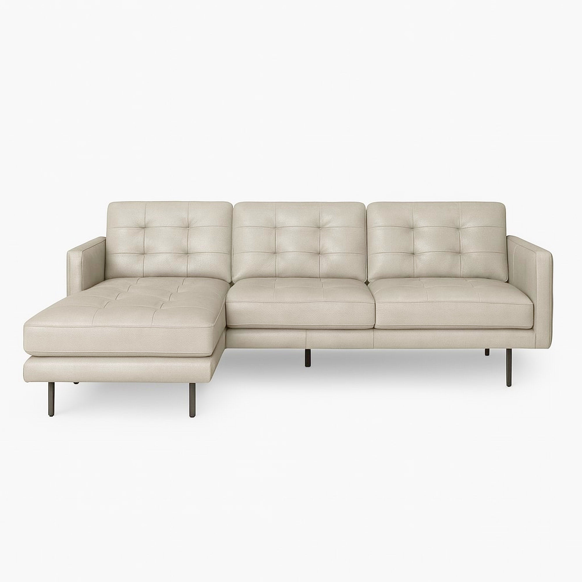 Arya Reversible L-Shaped Leather Sofa Left - Rio Light Taupe 
