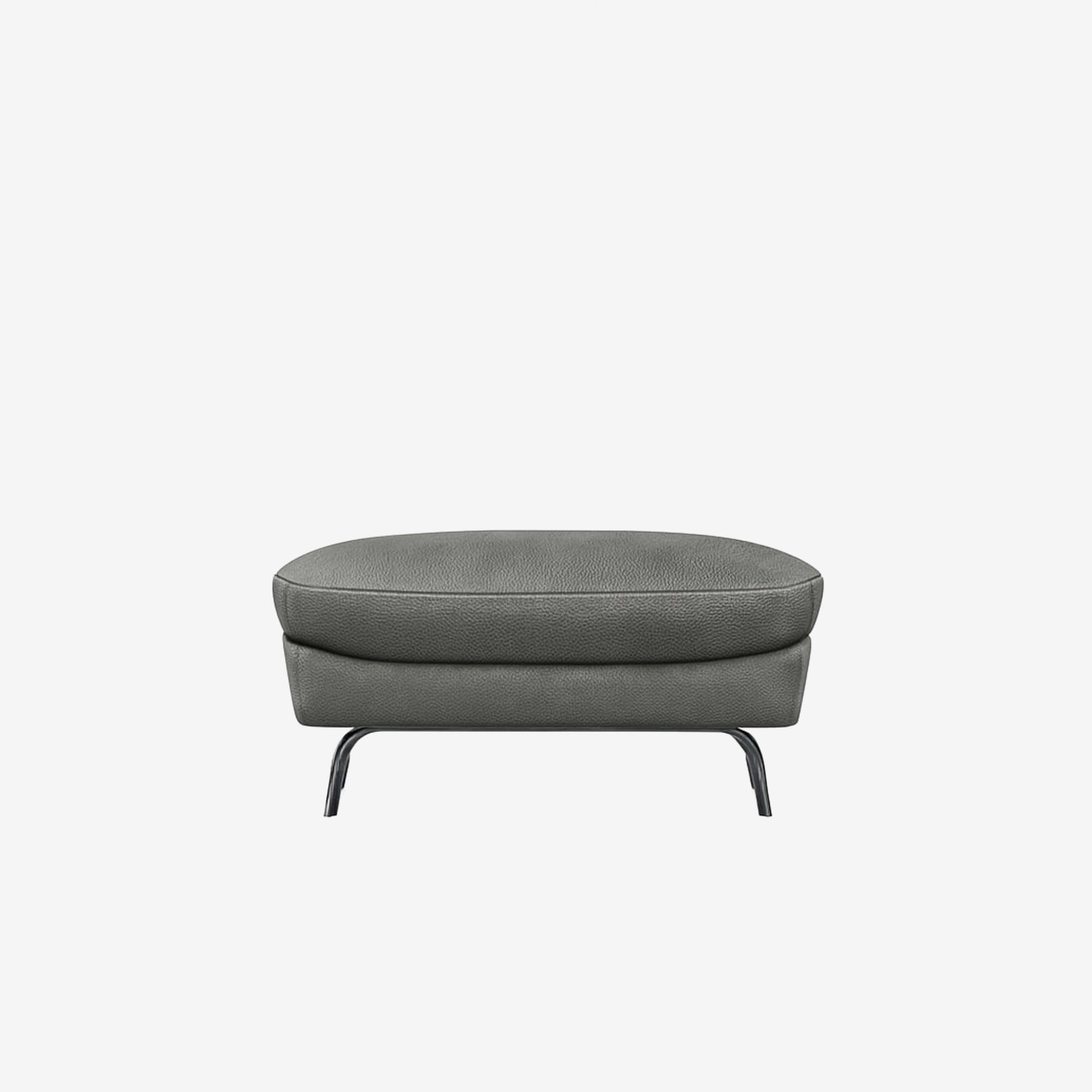 Ashby Leather Ottoman - Satine Taupe