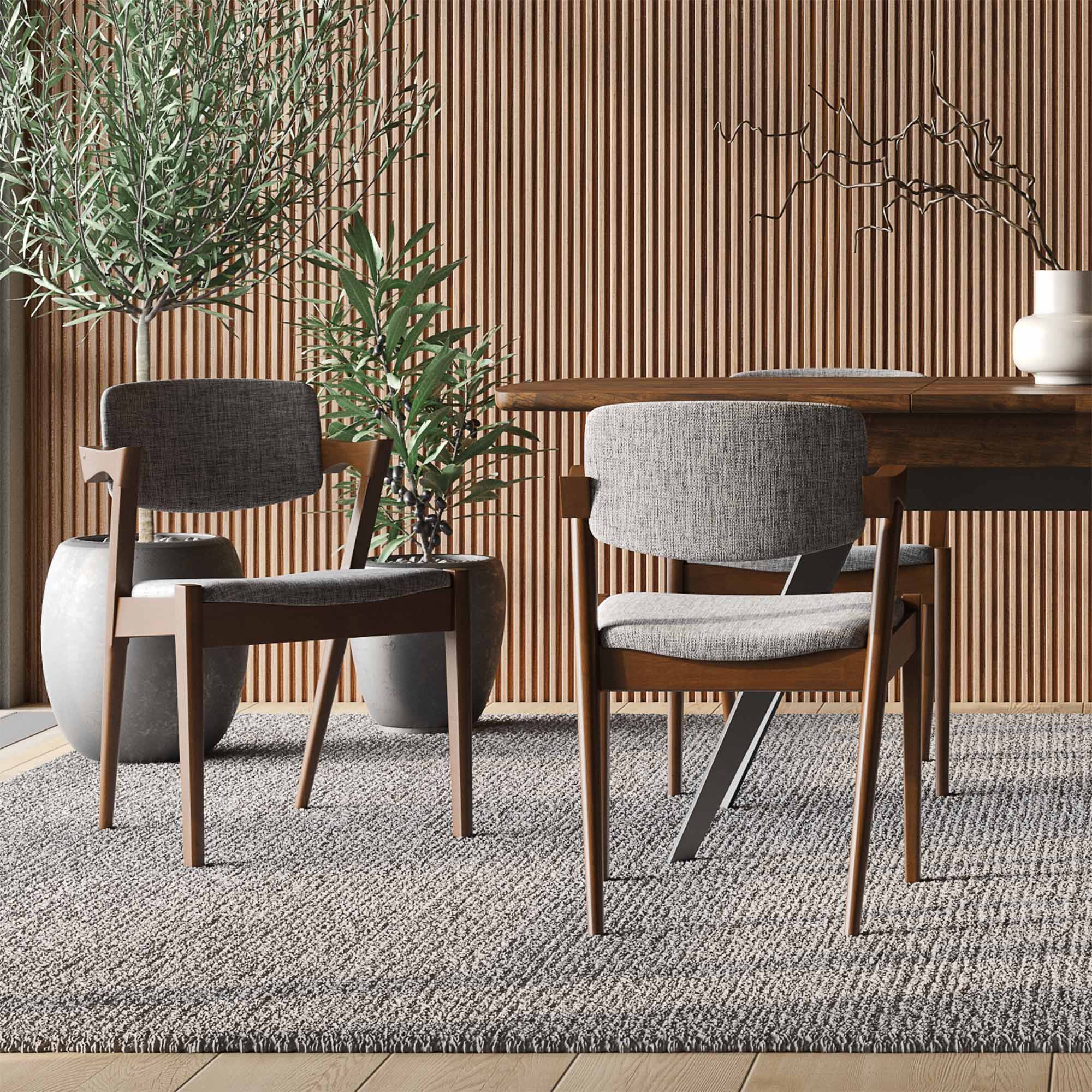 Dining Table Set for 4-6 Hudson Extendable Dining Table 1.4-1.9m + 4 Atlas Mocha Walnut Dining Chairs Lifestyle Photo