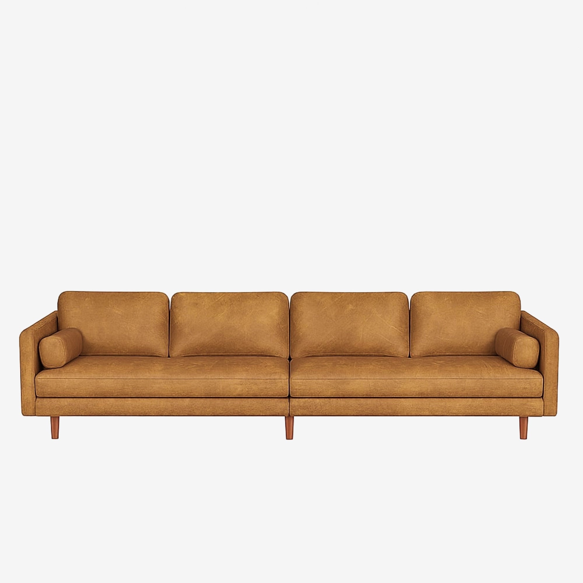 Hugh 4 Seater Leather Sofa - Kansas Cognac