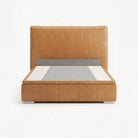 Lisbon queen lift up storage bed frame in chester tan leather
