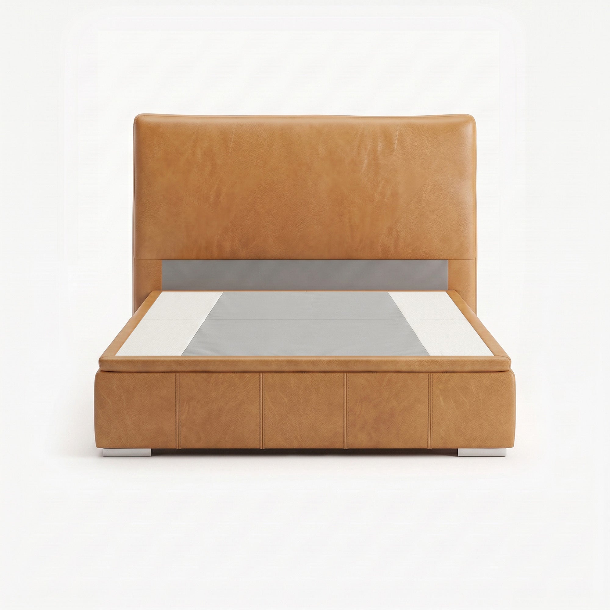 Lisbon queen lift up storage bed frame in chester tan leather
