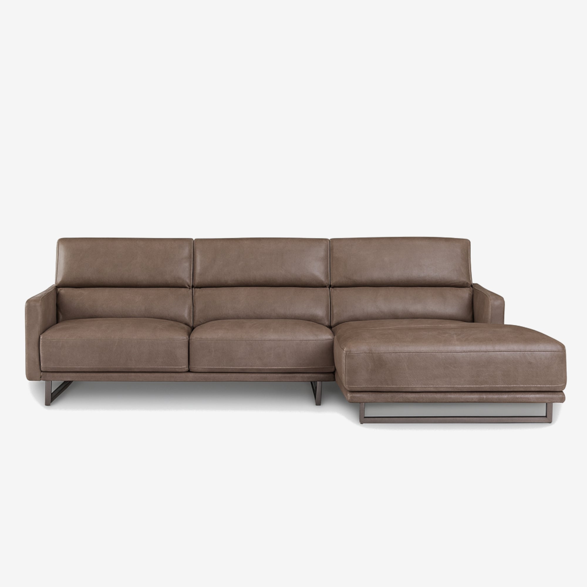 Maison L-Shaped Leather Sofa - Chester Haze - Right 