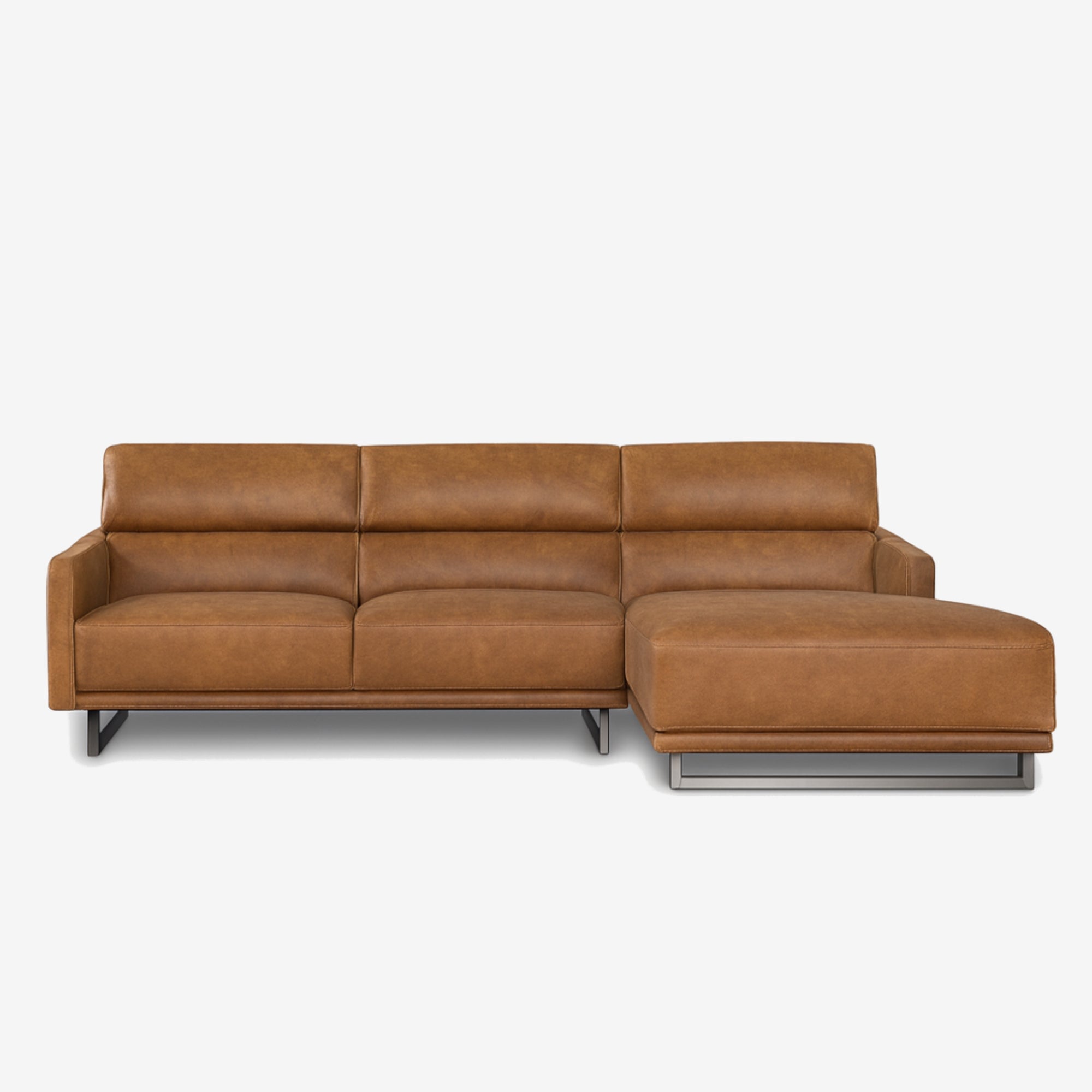 Maison L-Shaped Leather Sofa - Kansas Cognac - Right 