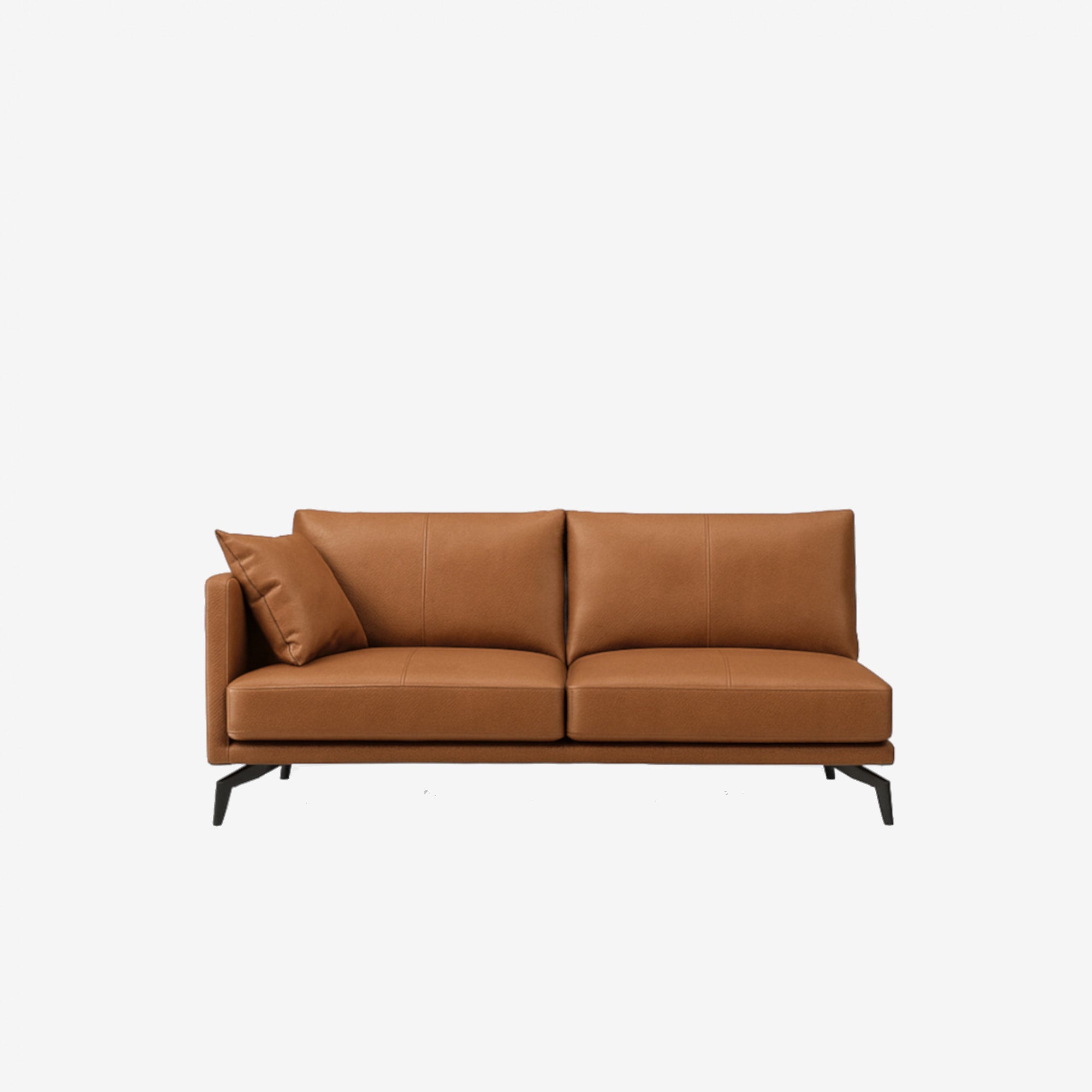 Portage Side Leather Sofa Right - Satine Natural Brown