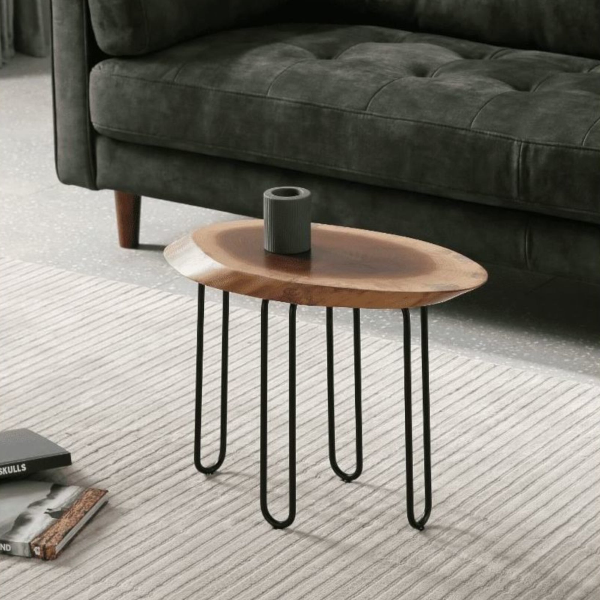 Oval American Black Walnut Coffee Table Lifestyle Photo