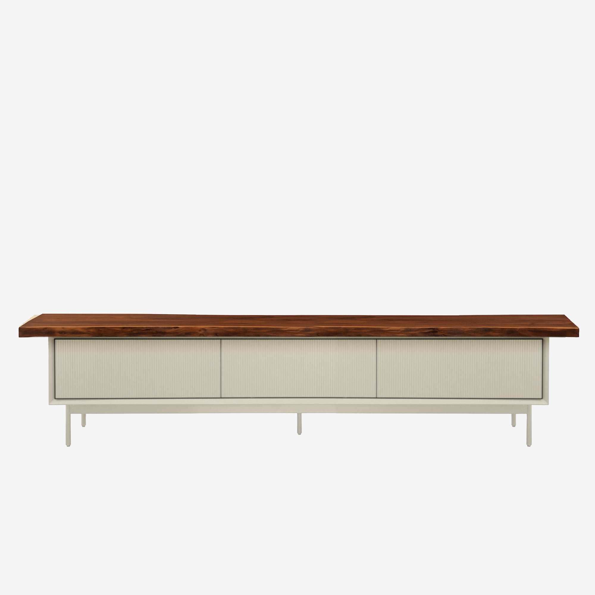 Graye TV Console1.8m Off White with Solid American Black Walnut Wood Top