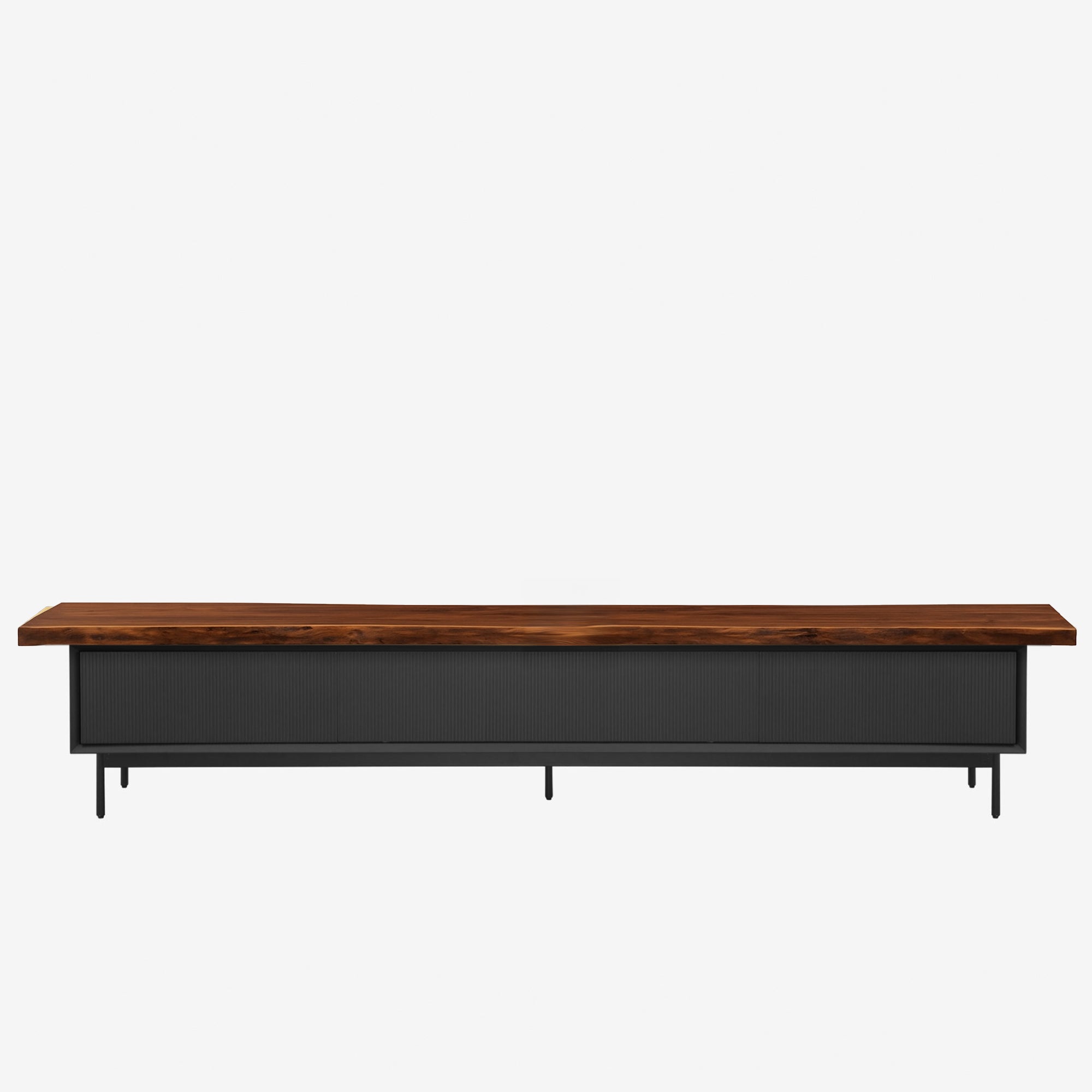 Graye TV Console 2.2m Charcoal with Solid American Black Walnut Wood Top
