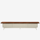 Graye TV Console 2.2m Off White with Solid American Black Walnut Wood Top