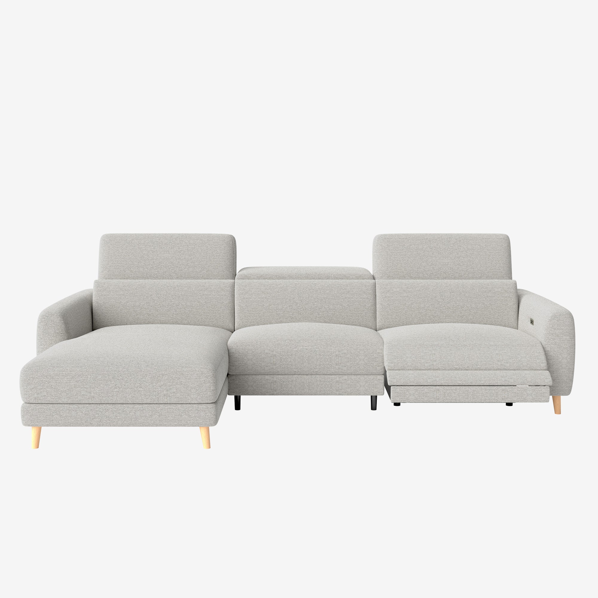 Hampton L-Shaped Fabric Recliner Sofa Grey Left