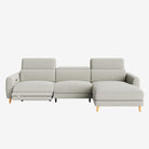 Hampton L-Shaped Fabric Recliner Sofa Stone Right