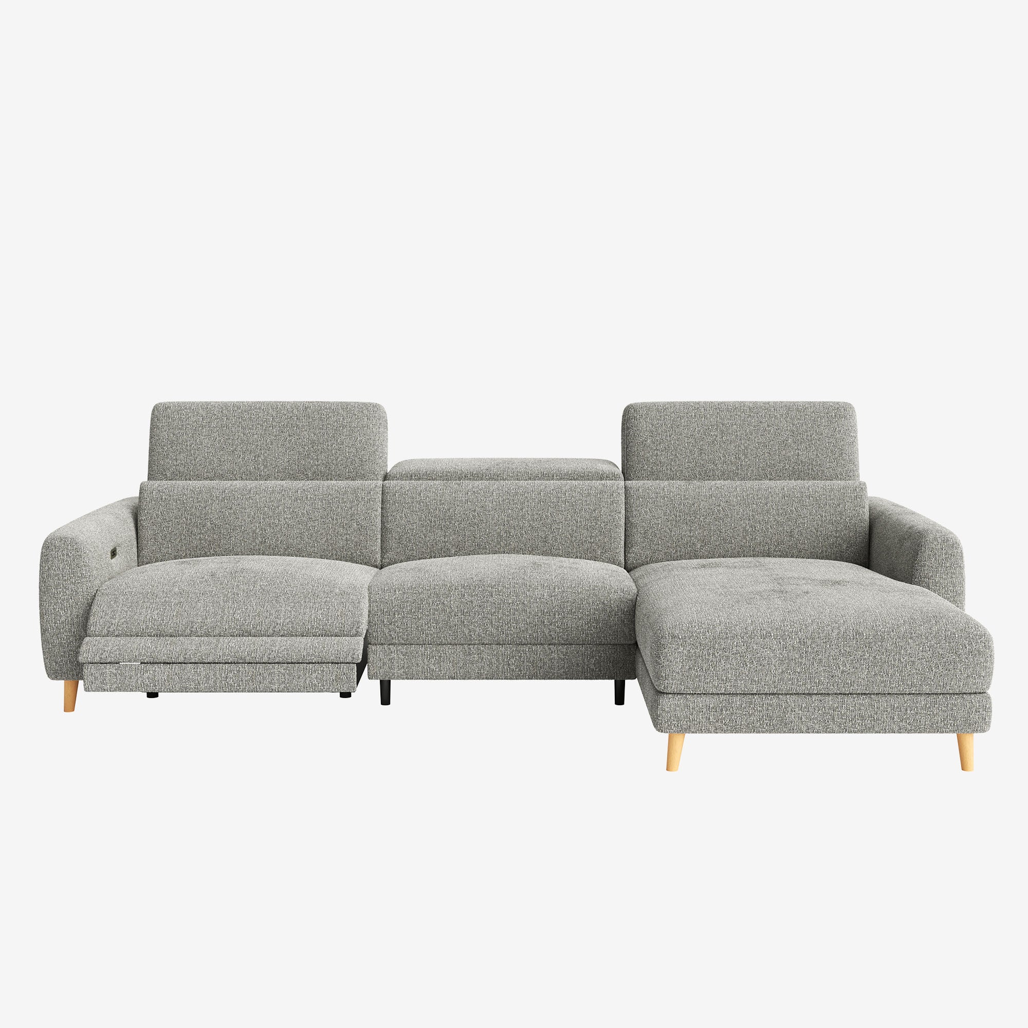 Hampton L-Shaped Fabric Recliner Sofa Storm Right