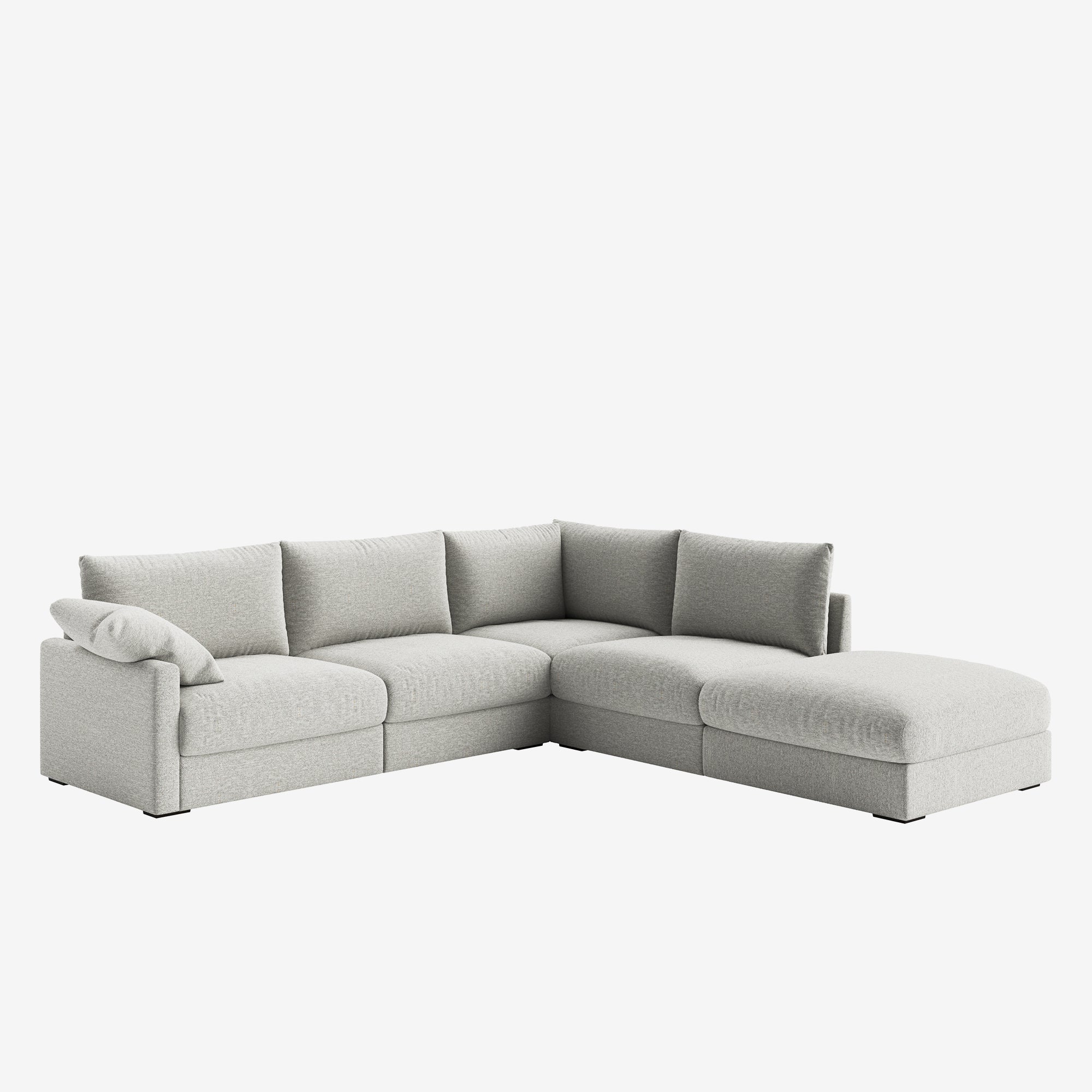 Melo Sectional Fabric Sofa Grey Left