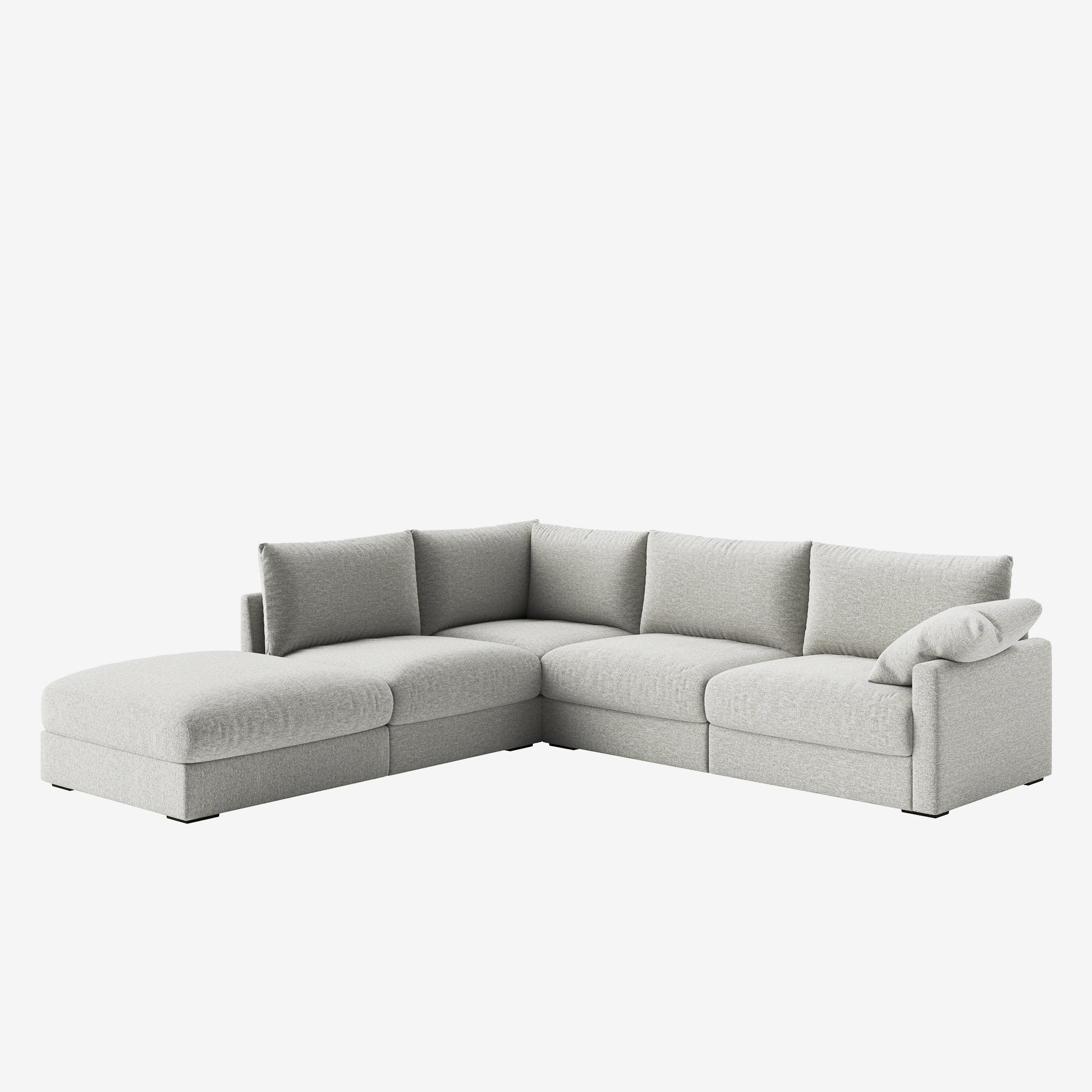 Melo Sectional Fabric Sofa Grey Right
