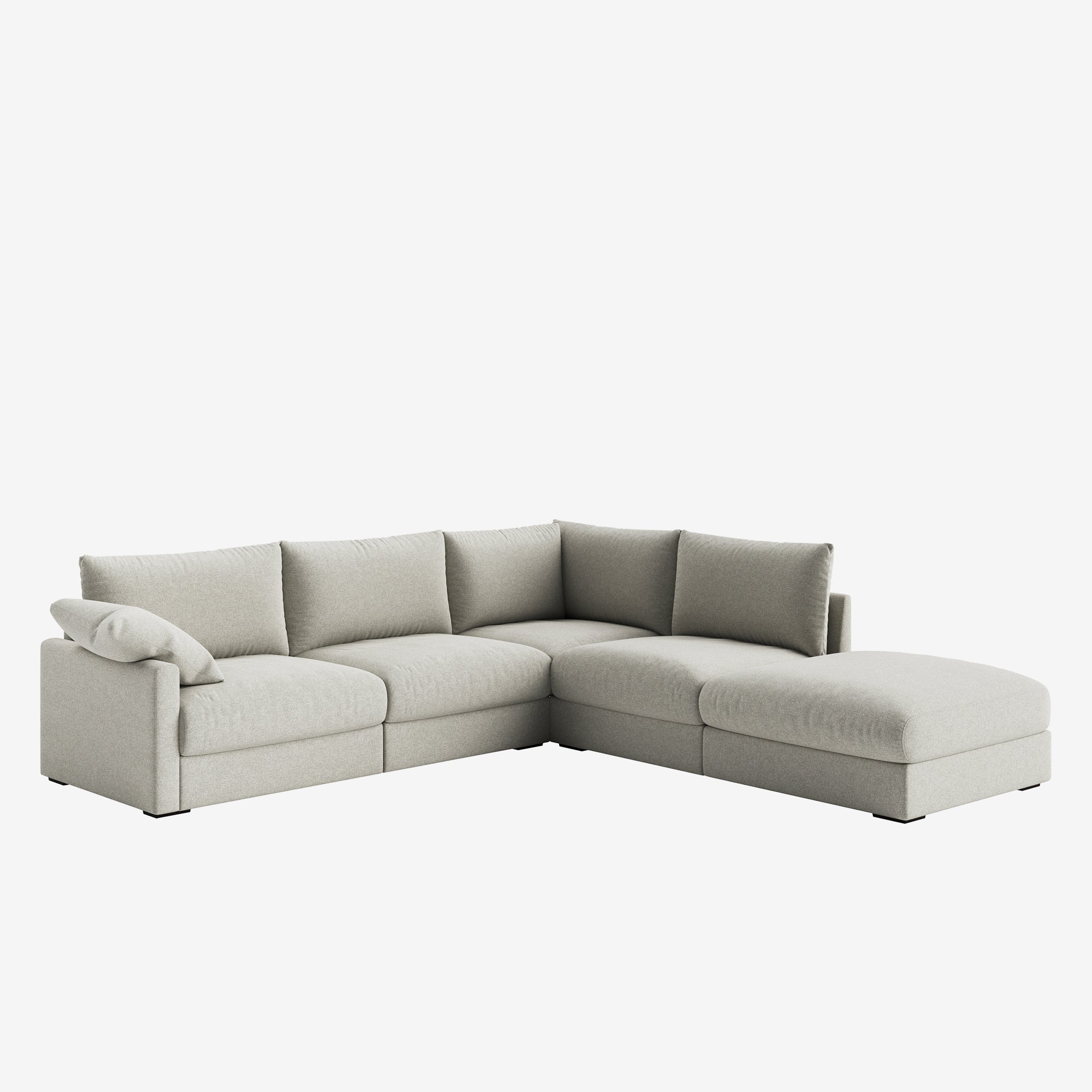 Melo Sectional Fabric Sofa Stone Left