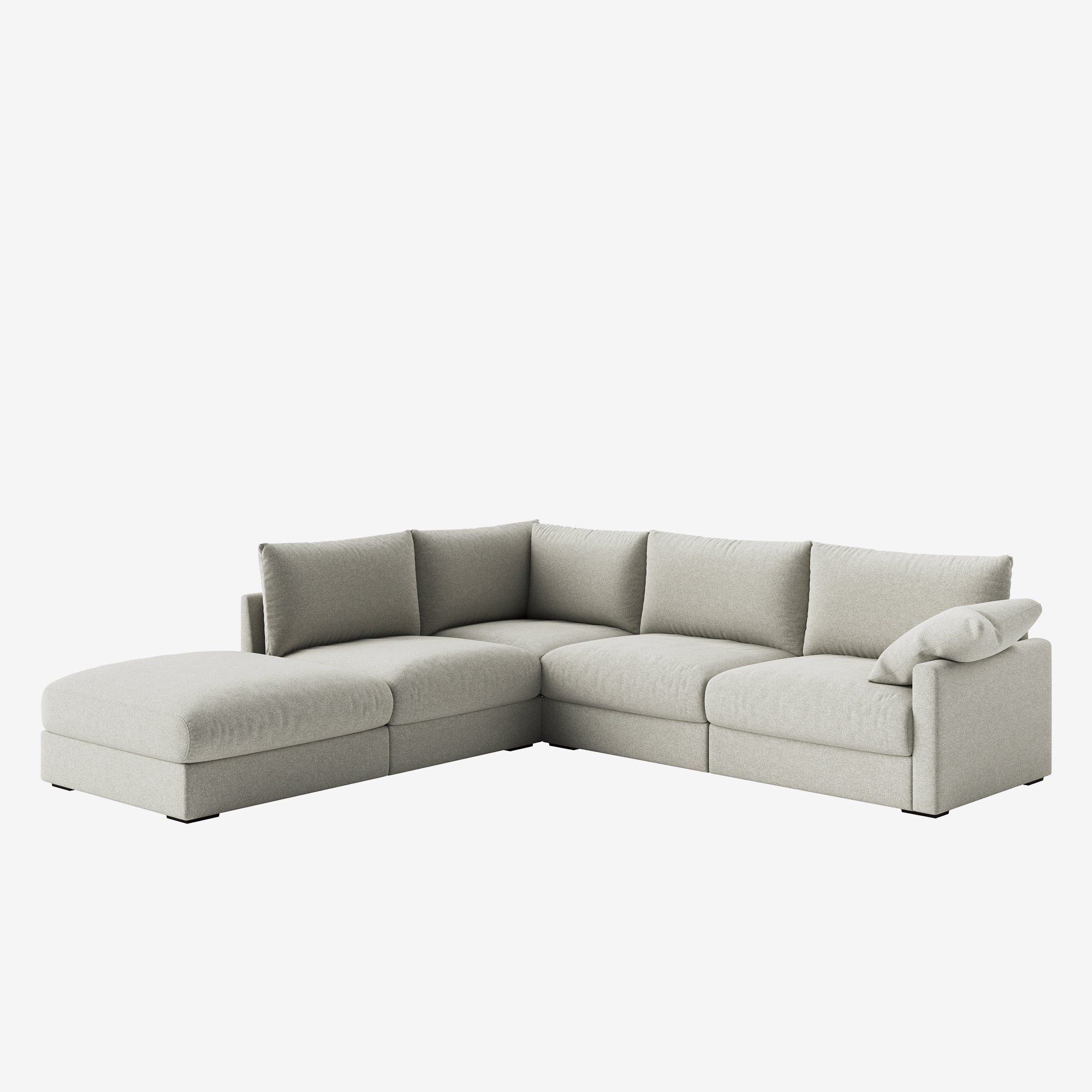Melo Sectional Fabric Sofa Stone Right