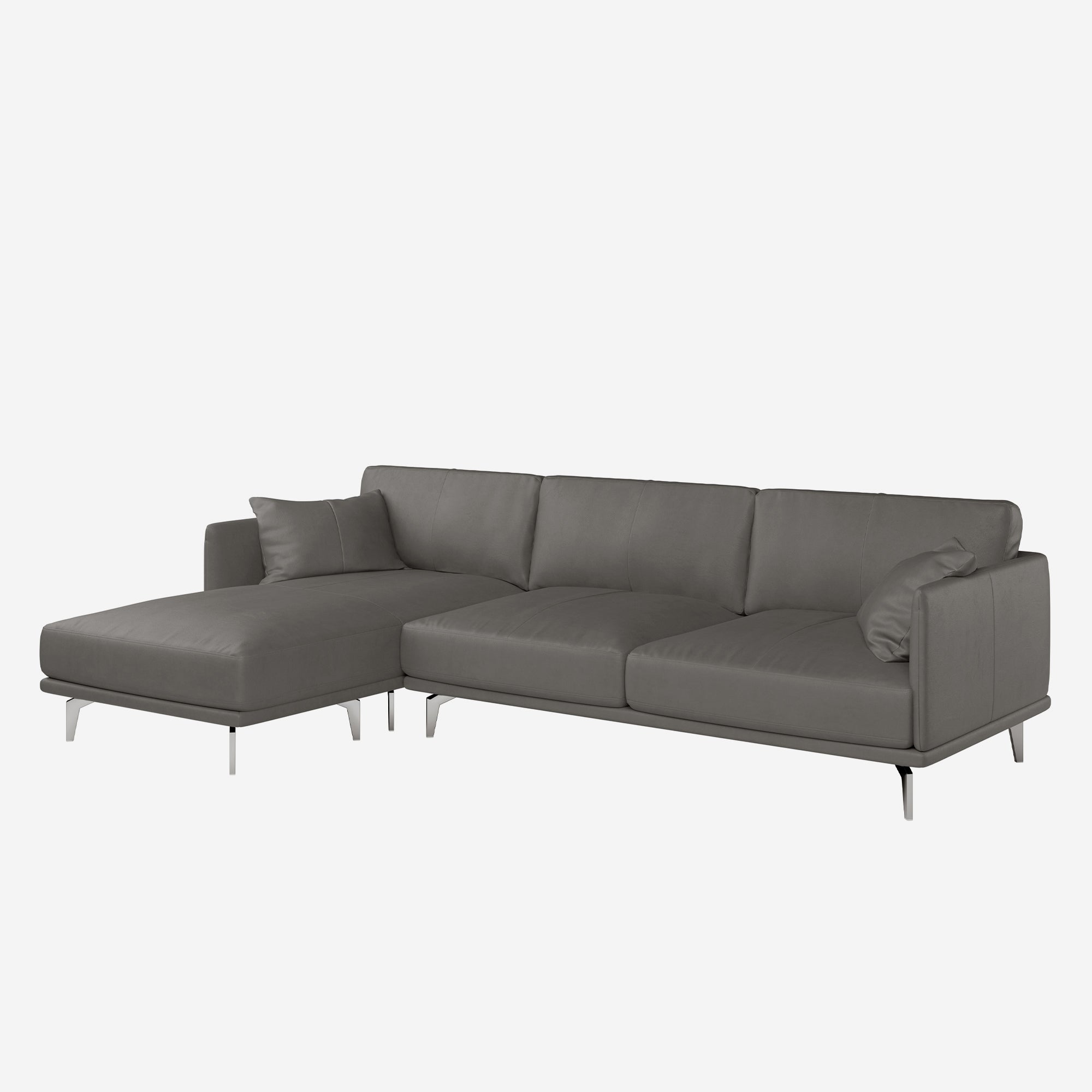 Portage L-Shaped Leather Sofa Brianne Grey Left