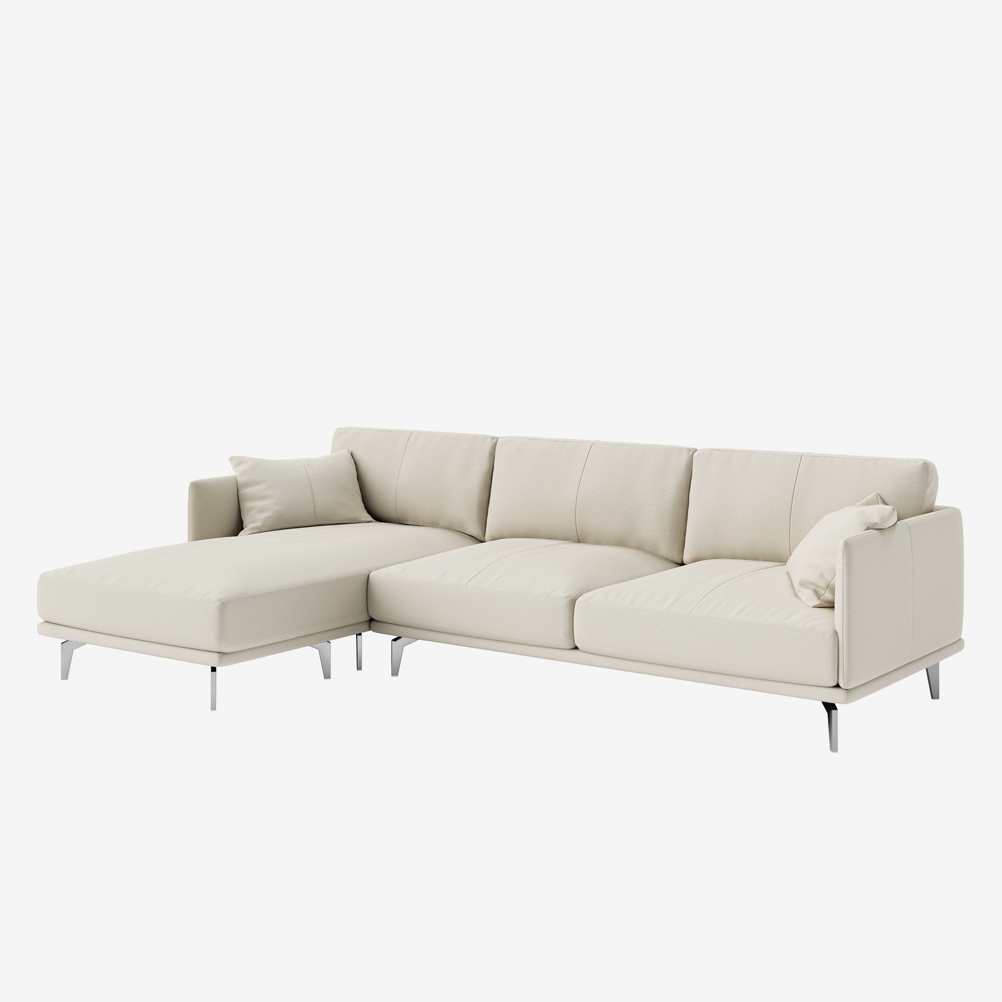 Portage L-Shaped Leather Sofa Brianne Light Taupe Left