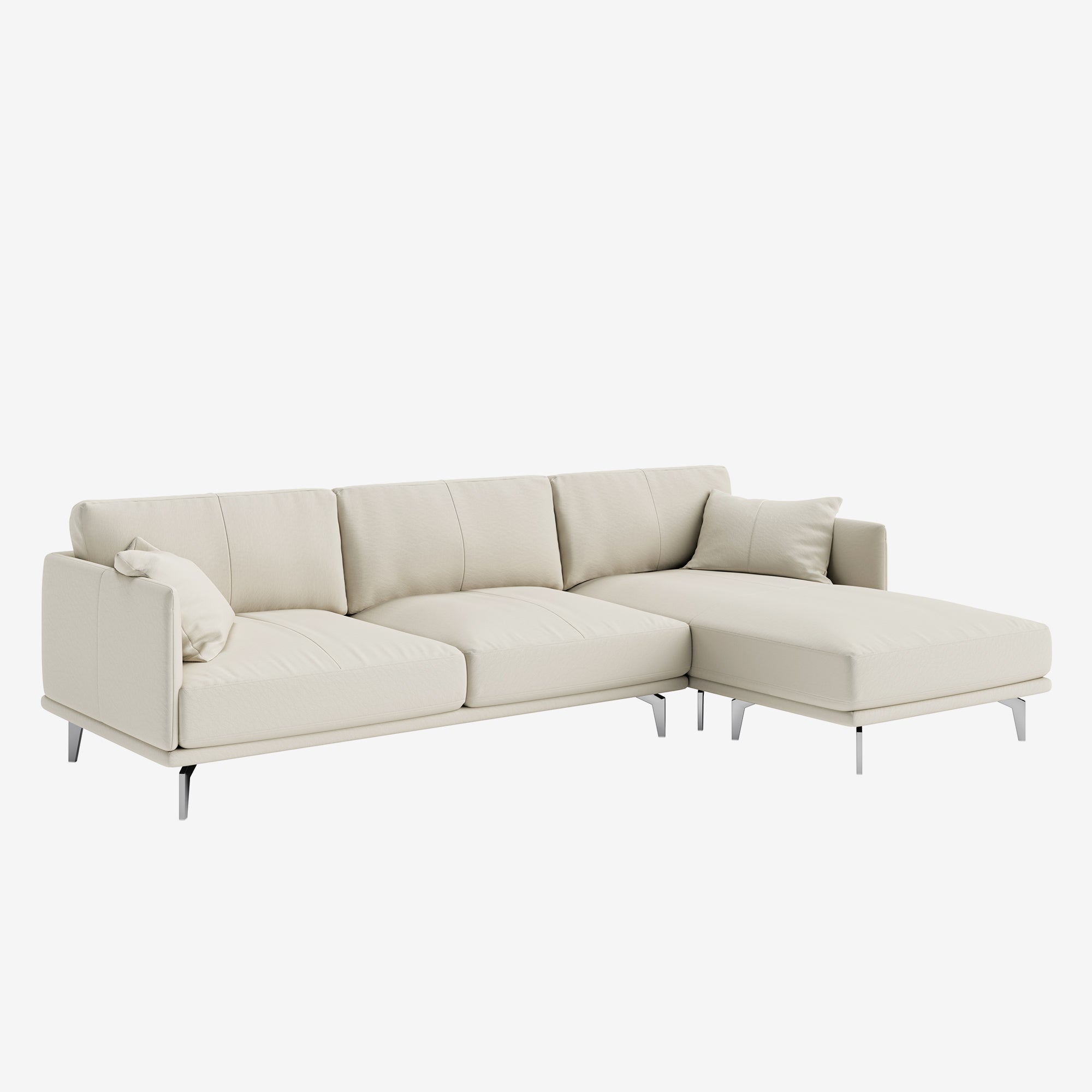 Portage L-Shaped Leather Sofa Brianne Light Taupe Right