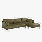 Portage L-Shaped Leather Sofa Satine Olive Right 
