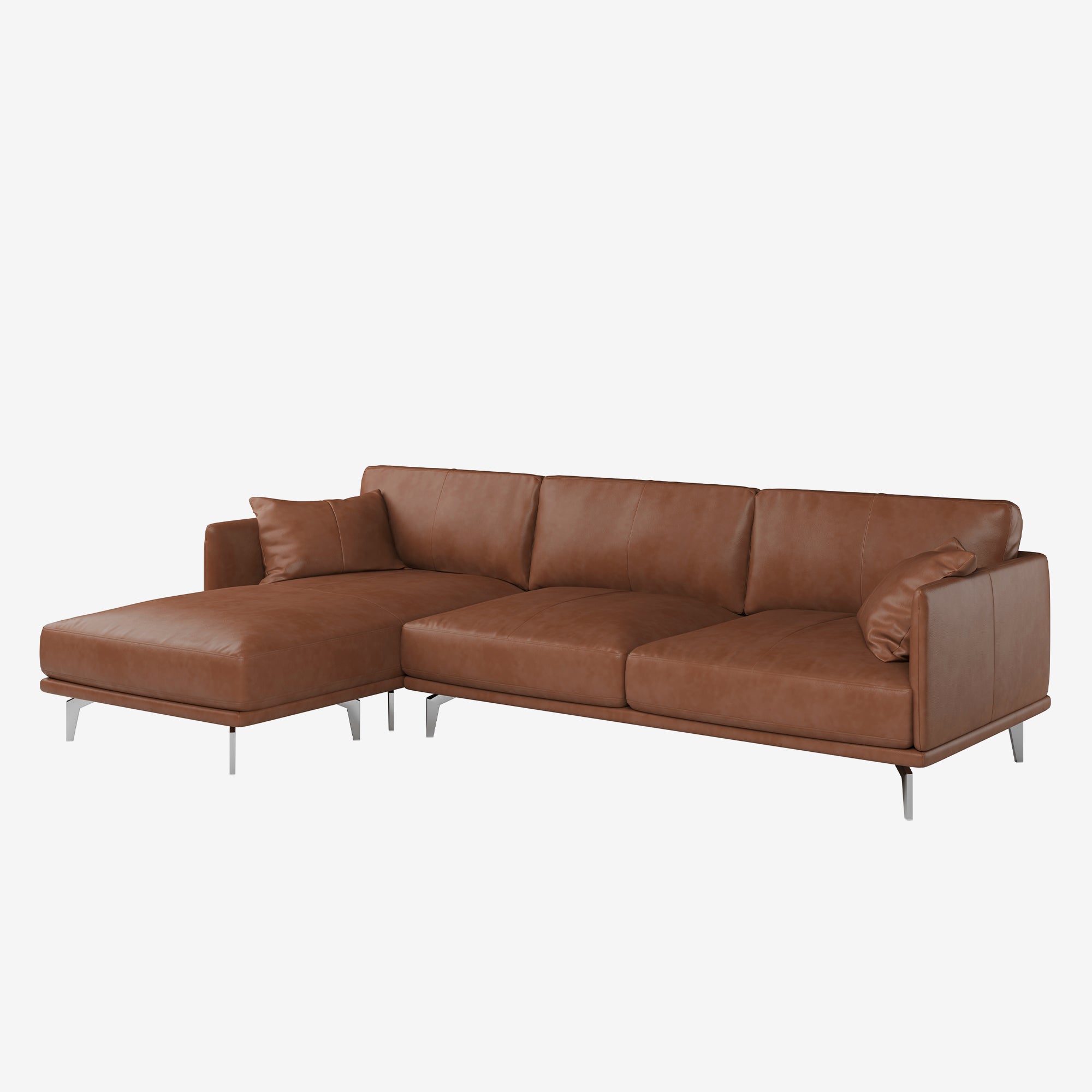 Portage L-Shaped Leather Sofa Satine Natural Brown Left 