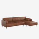 Portage L-Shaped Leather Sofa Satine Natural Brown Right 