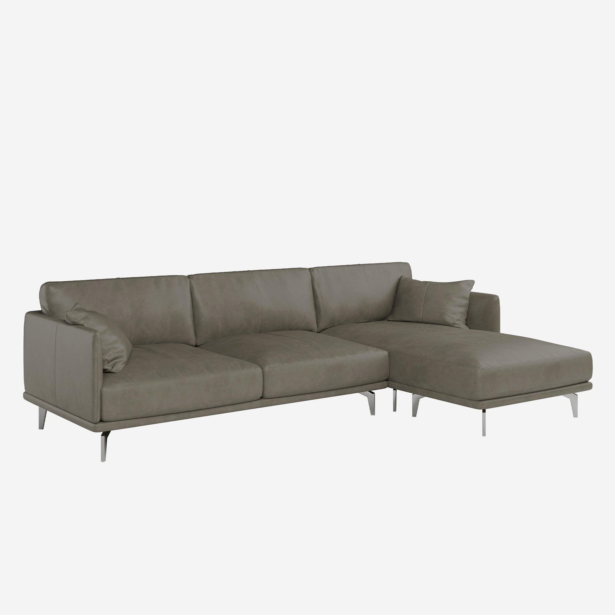 Portage L-Shaped Leather Sofa Satine Taupe Right