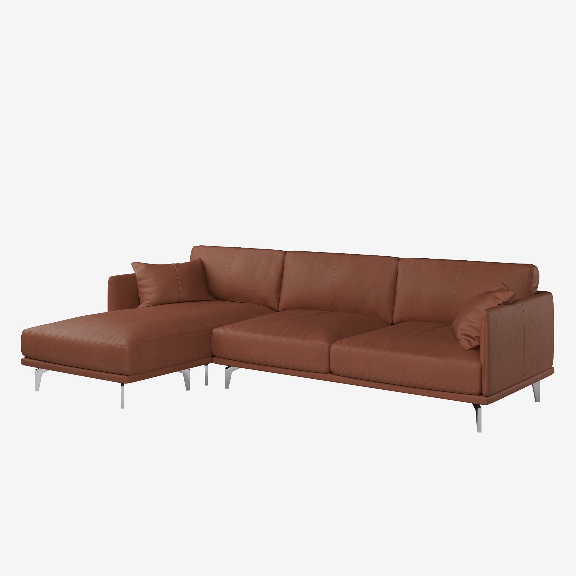 Portage L-Shaped Leather Sofa Vedura Copper Left 