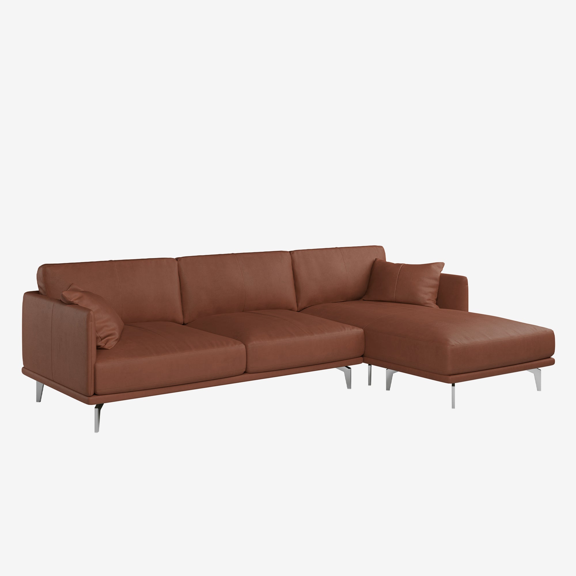 Portage L-Shaped Leather Sofa Vedura Copper Right 