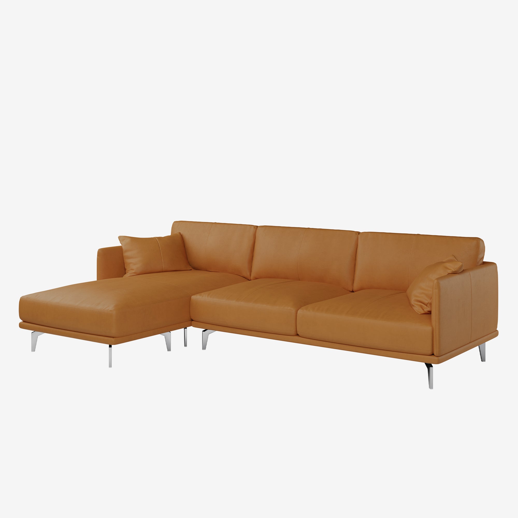 Portage L-Shaped Leather Sofa Vedura Tan Left