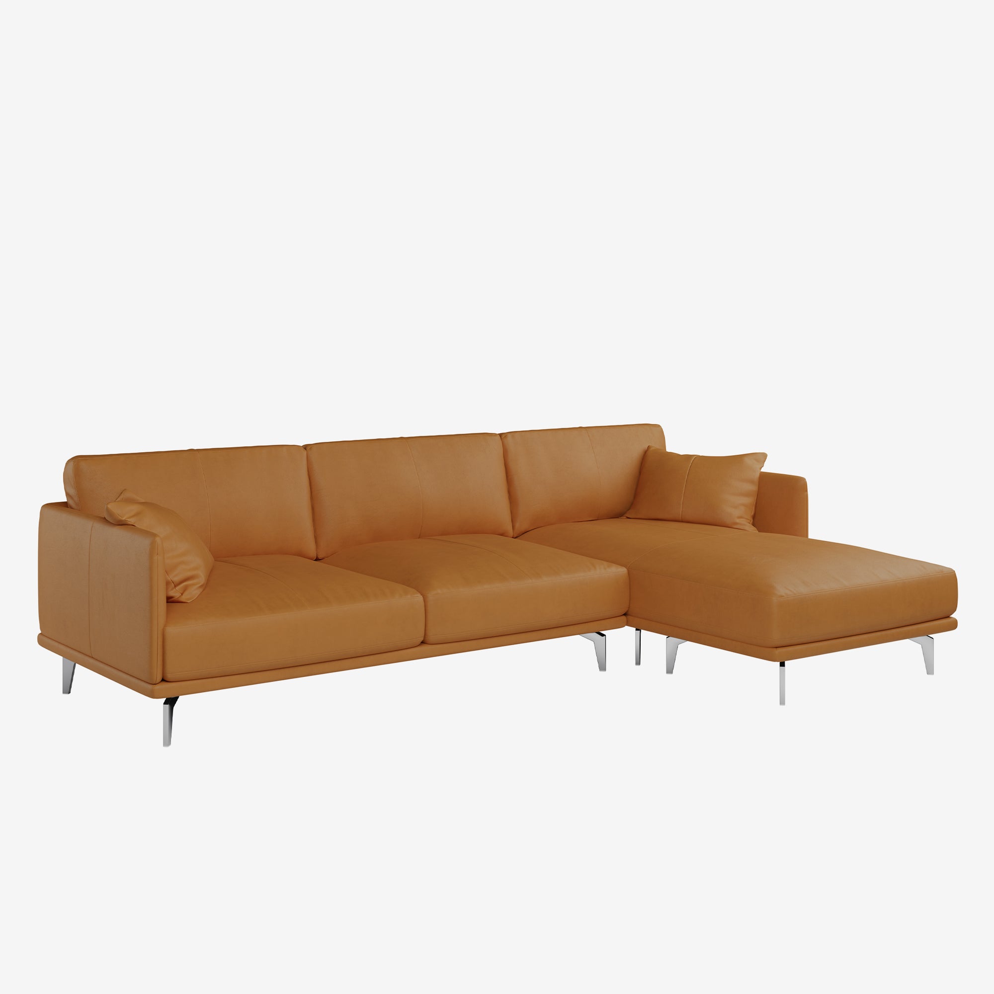 Portage L-Shaped Leather Sofa Vedura Tan Right 