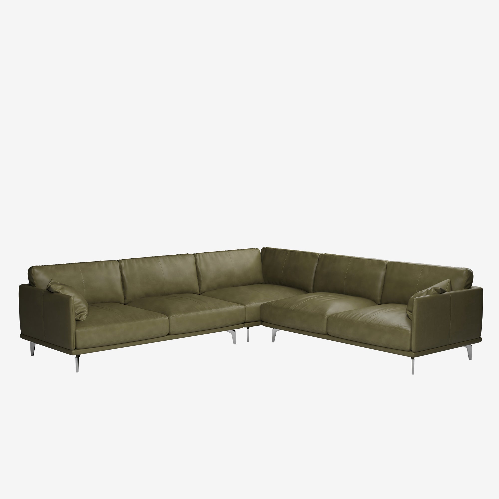 Portage Sectional Leather Sofa Satine Olive