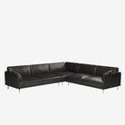 Portage Sectional Leather Sofa Raw Black