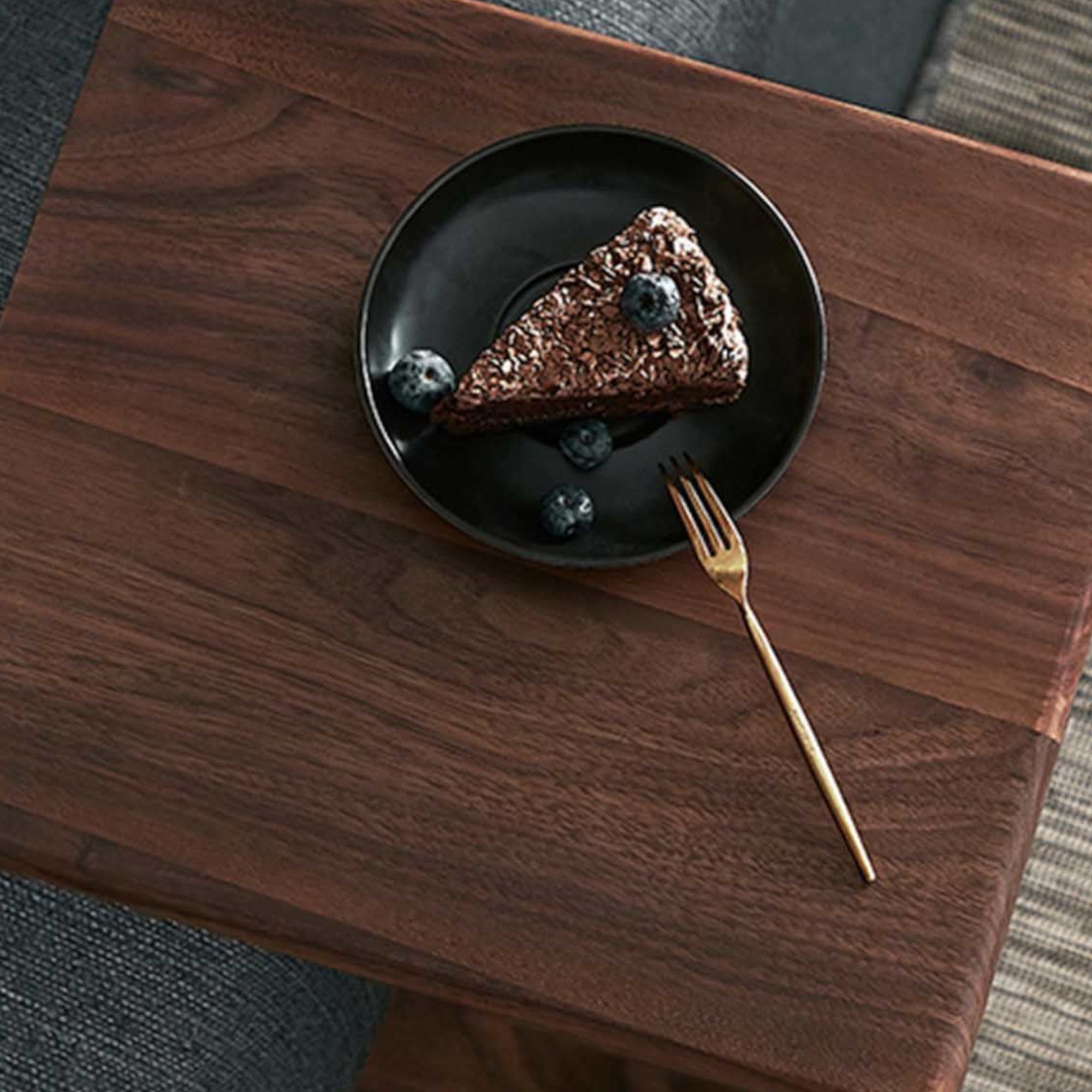 Preston C-Shaped Side Table - Walnut Lifestyle Photo