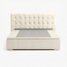 Tokyo king high lift up storage bed frame in white performance fabric
