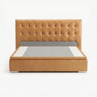 Tokyo king lift up storage bed frame in chester tan leather
