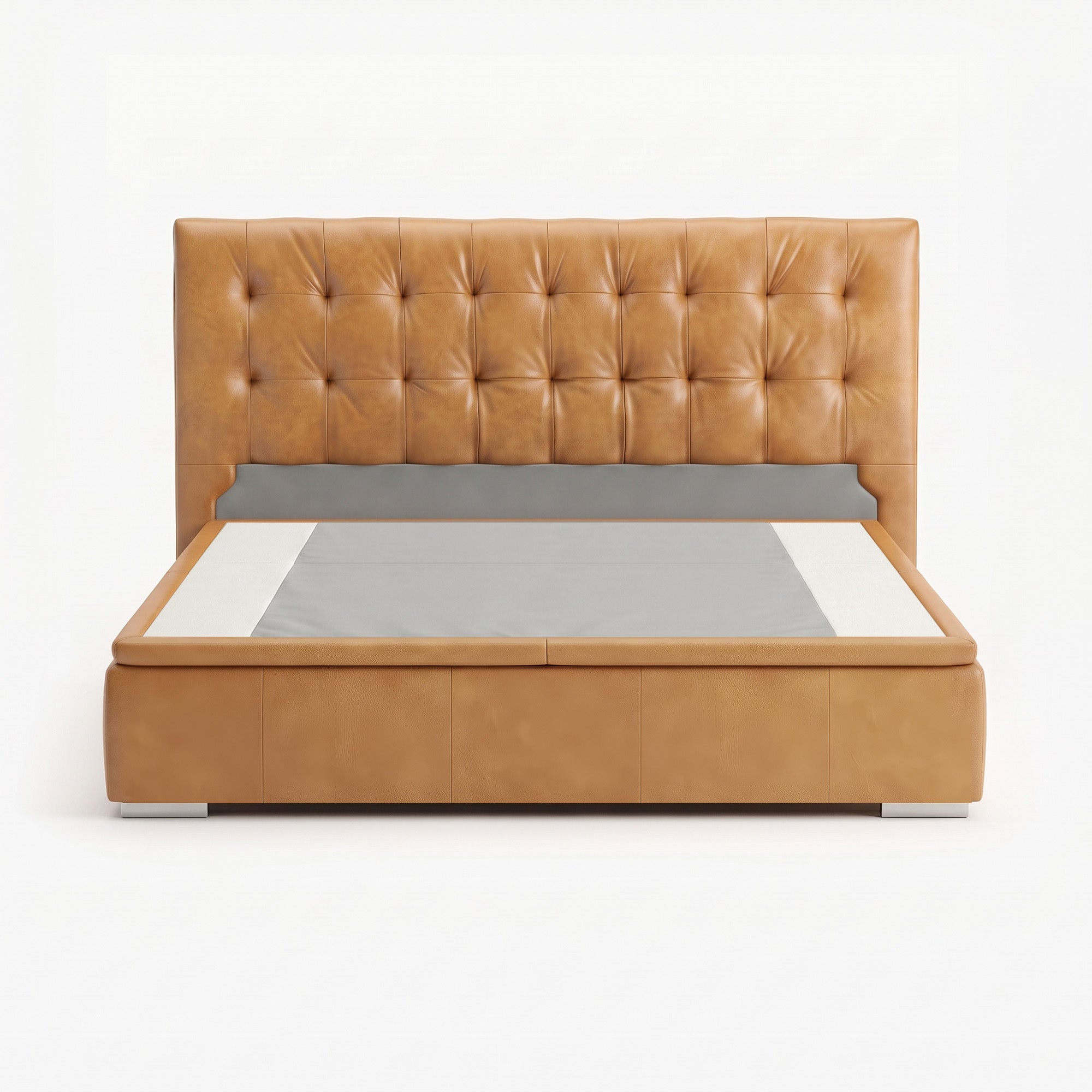 Tokyo king lift up storage bed frame in chester tan leather
