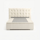 Tokyo queen high lift up storage bed frame in white performance fabric

