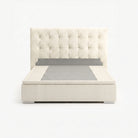 Tokyo queen lift up storage bed frame in white performance fabric
