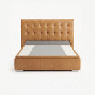 Tokyo queen lift up storage bed frame in chester tan leather
