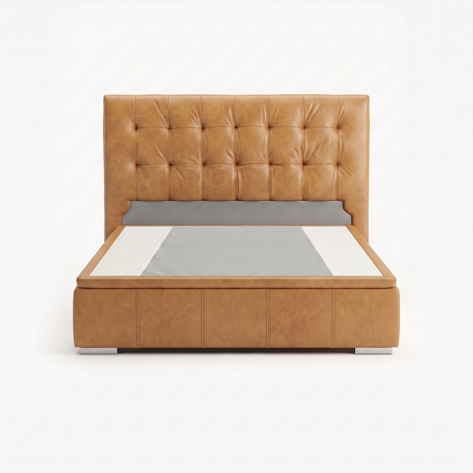 Tokyo queen lift up storage bed frame in chester tan leather
