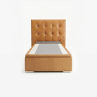 Tokyo single high lift up storage bed frame in chester tan leather
