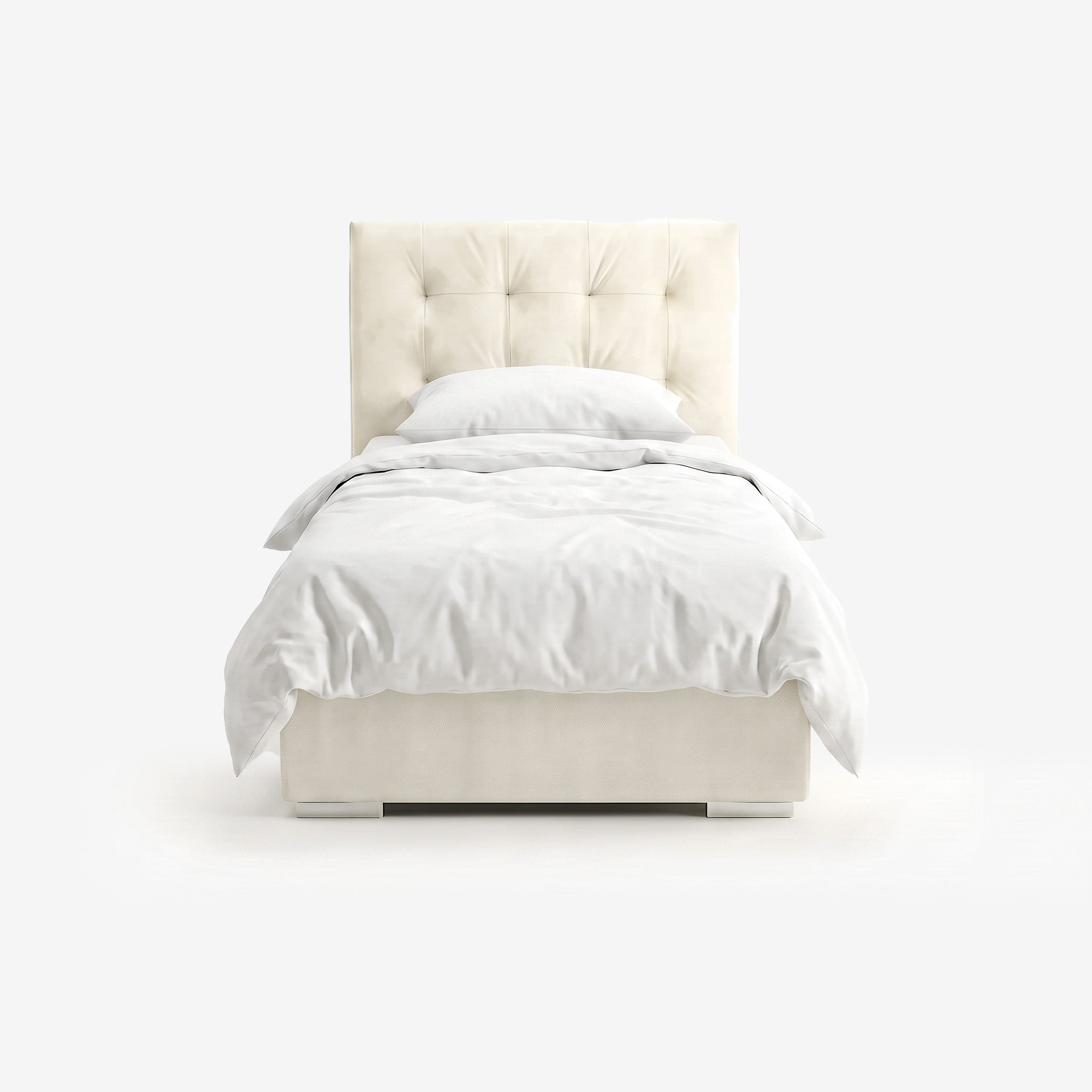 Tokyo single lift up storage bed frame in white performance fabric
